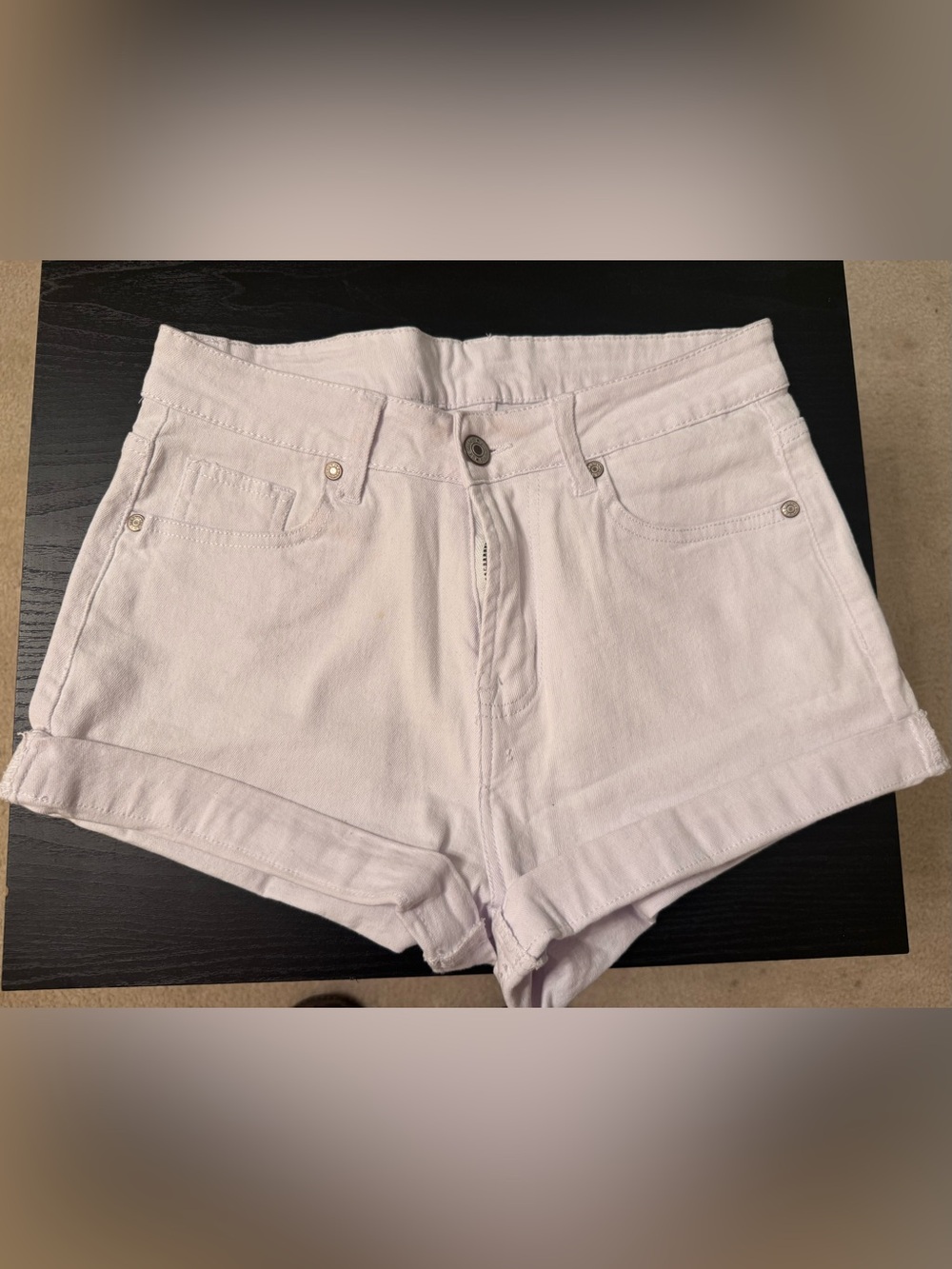 Amazon Women's White High-Waist Rolled-Hem Shorts